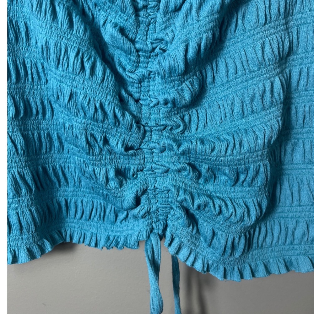 Rue Plus Size Blue Smocked Ruched Cami Top Y2K Cottagecore Boho Size 1X - Picture 5 of 6